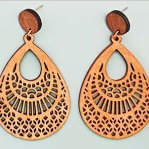 Elegant Wooden Teardrop Earrings